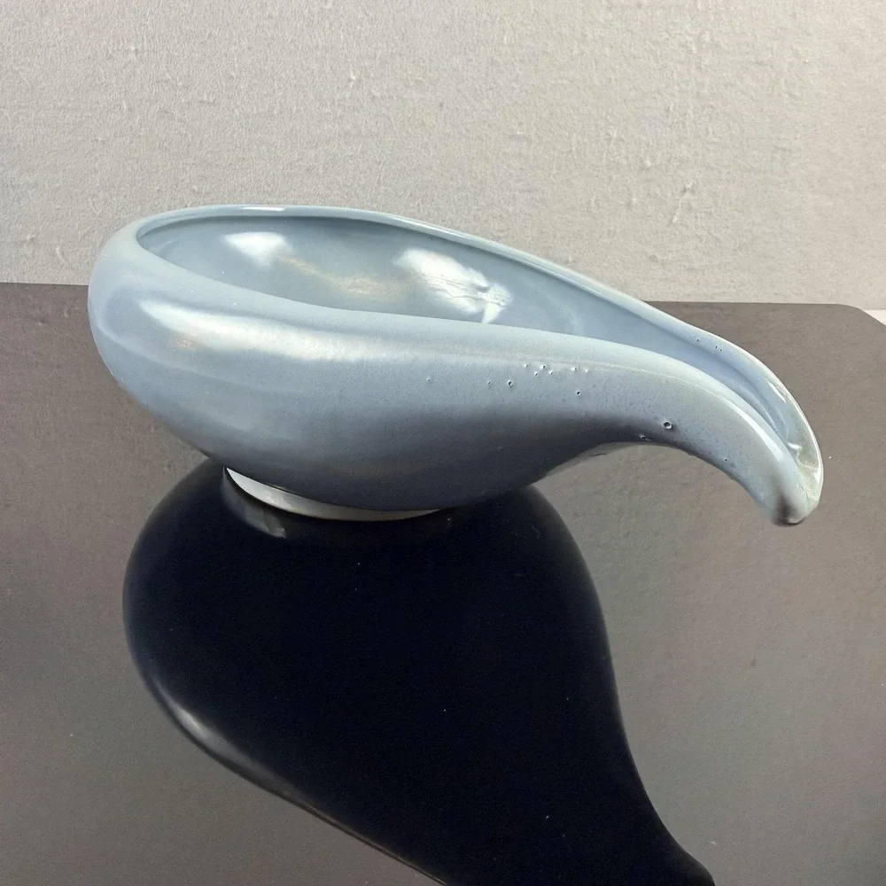 Frankoma 214 Freeform Console Bowl Sky Blue MCM Centerpiece 12